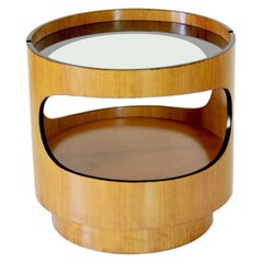 1970s Vintage Round Coffee Table with Glass Top