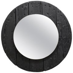 Miroir rond noir vintage, Italie, annes 1970