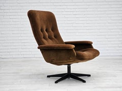 1970s, Vintage Scandinavian swivel chair, velour, original condition.