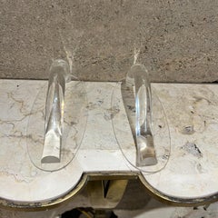 1970 Vintage Sculptural Lucite Handles Door Pulls Pair