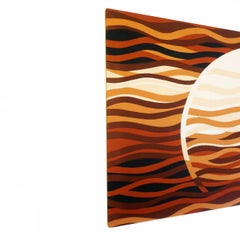 1970s Vintage Silk Screened Sunset Textile