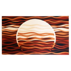 1970s Vintage Silk Screened Sunset Textile