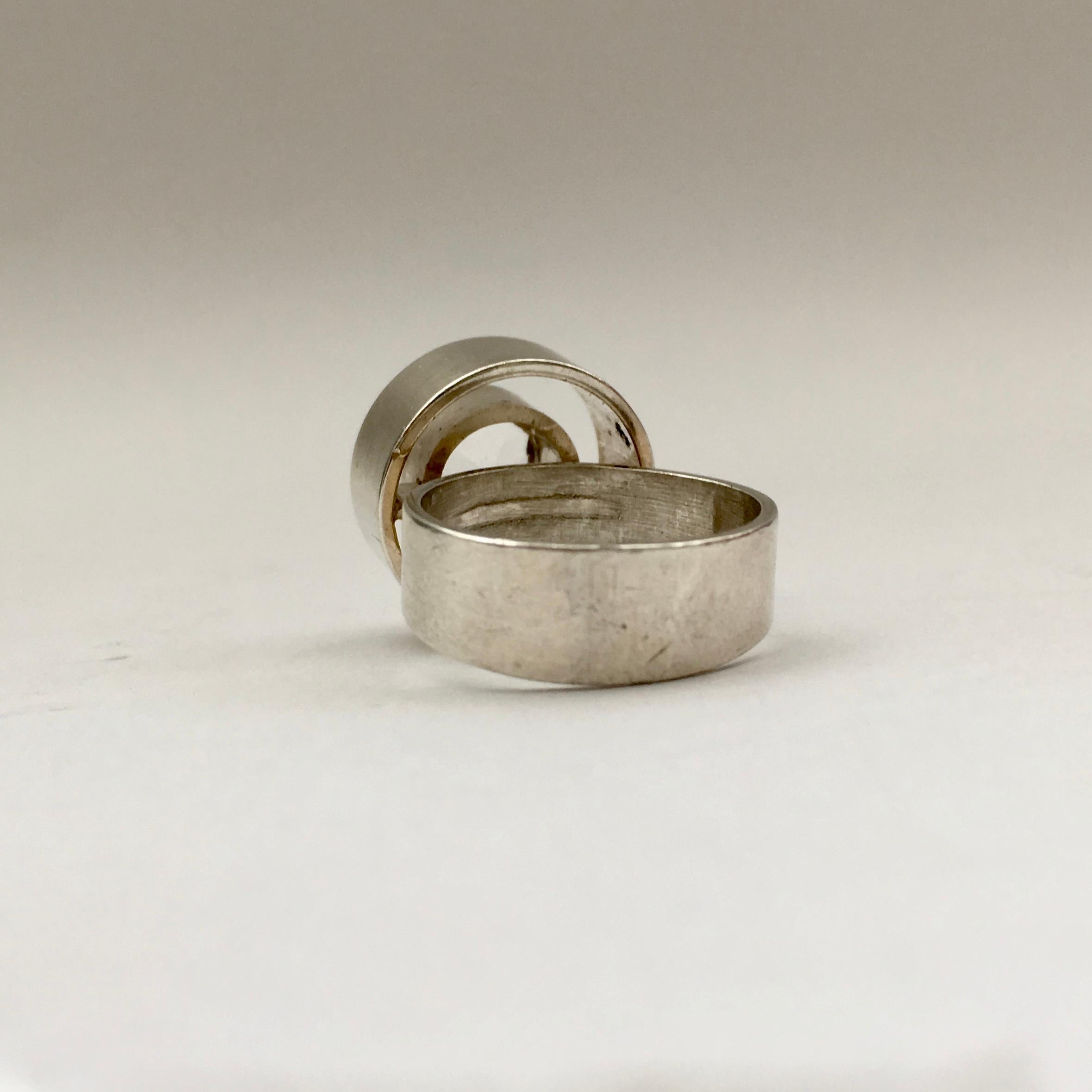 1970s Vintage Silver Niel Erik from Rock Crystal Abstract Danish Modernist Ring For Sale 3