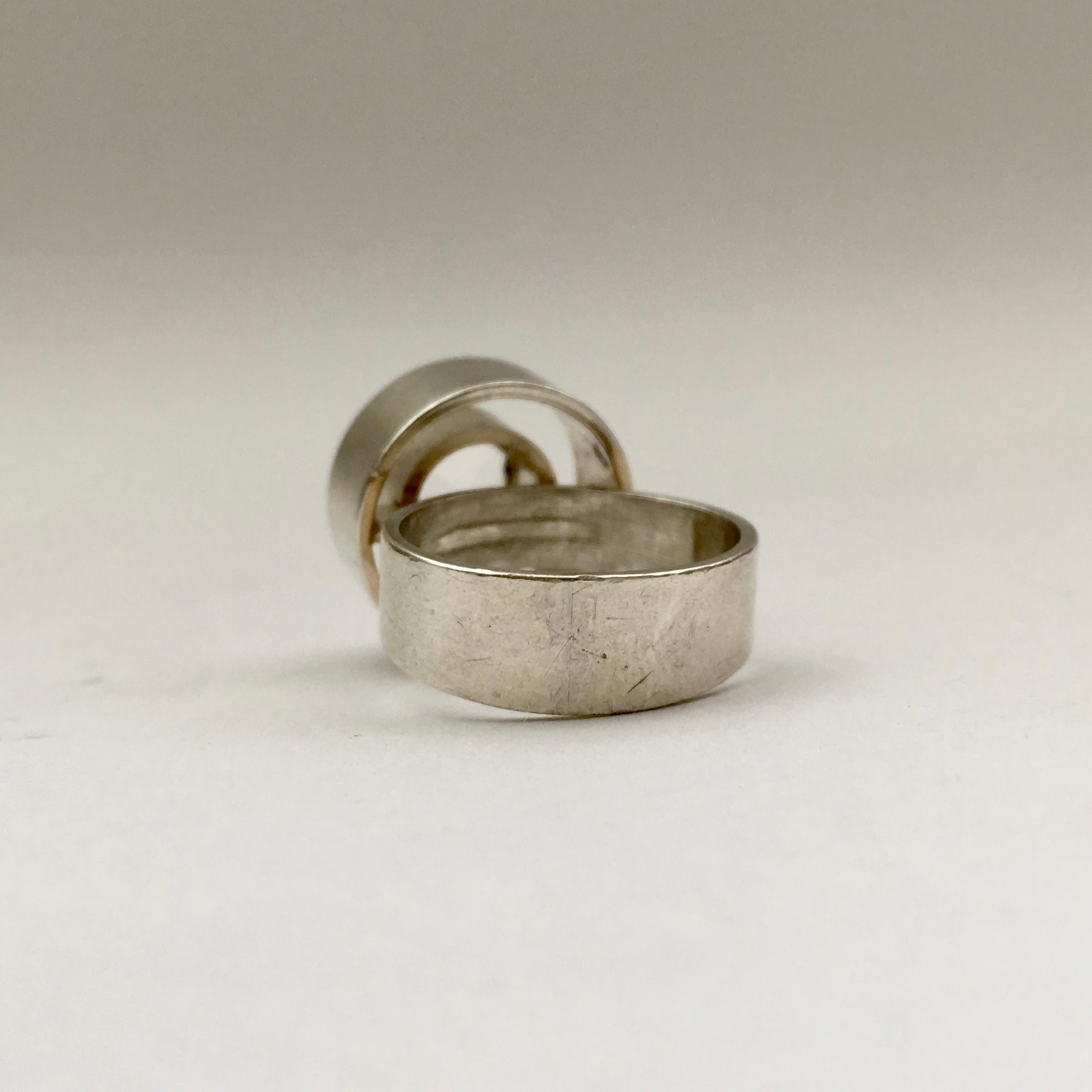 1970s Vintage Silver Niel Erik from Rock Crystal Abstract Danish Modernist Ring For Sale 4