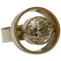 1970s Vintage Silver Niel Erik from Rock Crystal Abstract Danish Modernist Ring