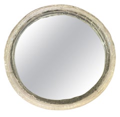 1970s Vintage Small German Round Lucite Iced Illuminated Wall Glass Mirror
