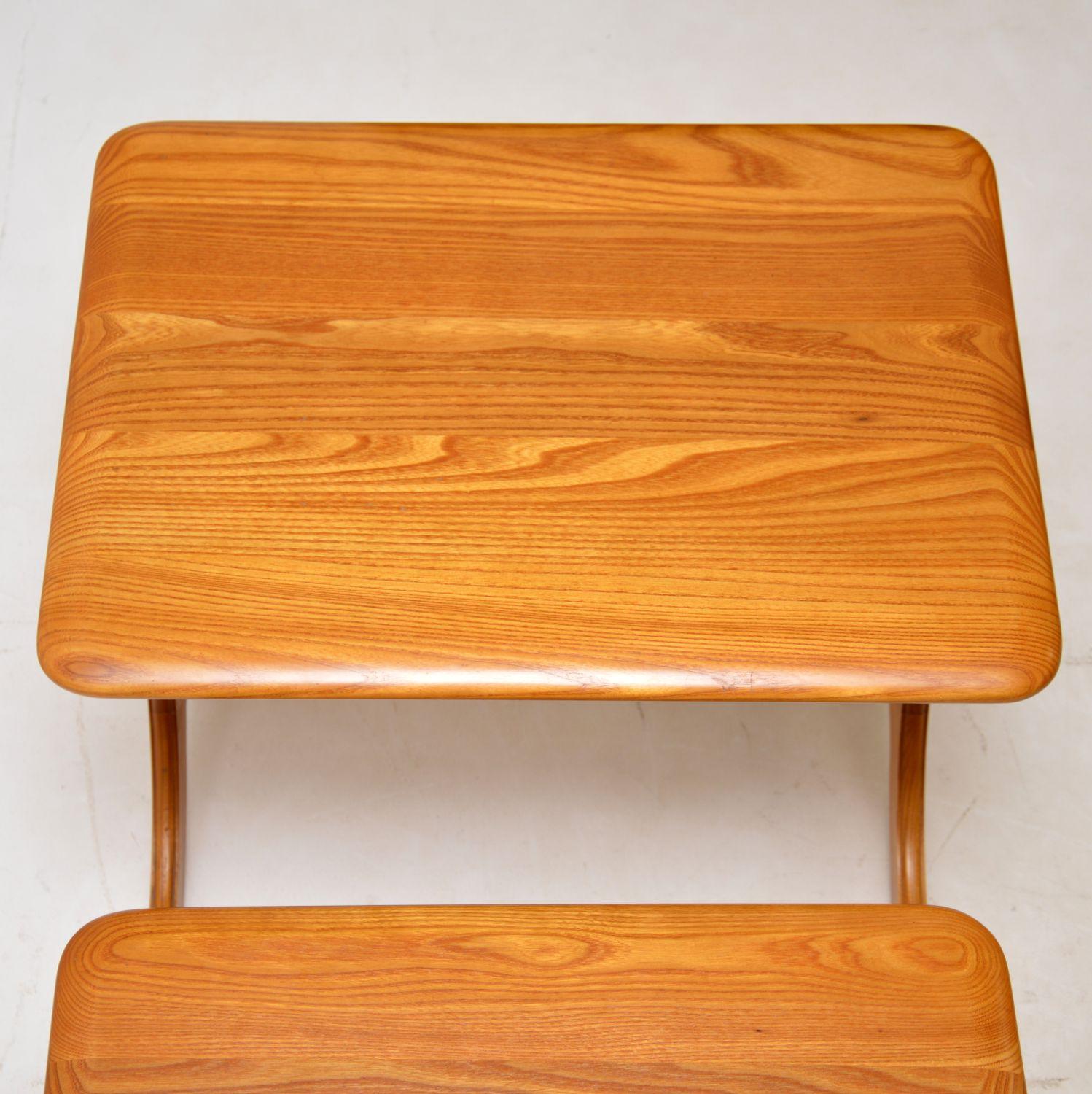 Late 20th Century Vintage Solid Elm Nest of Tables, circa 1970s For Sale