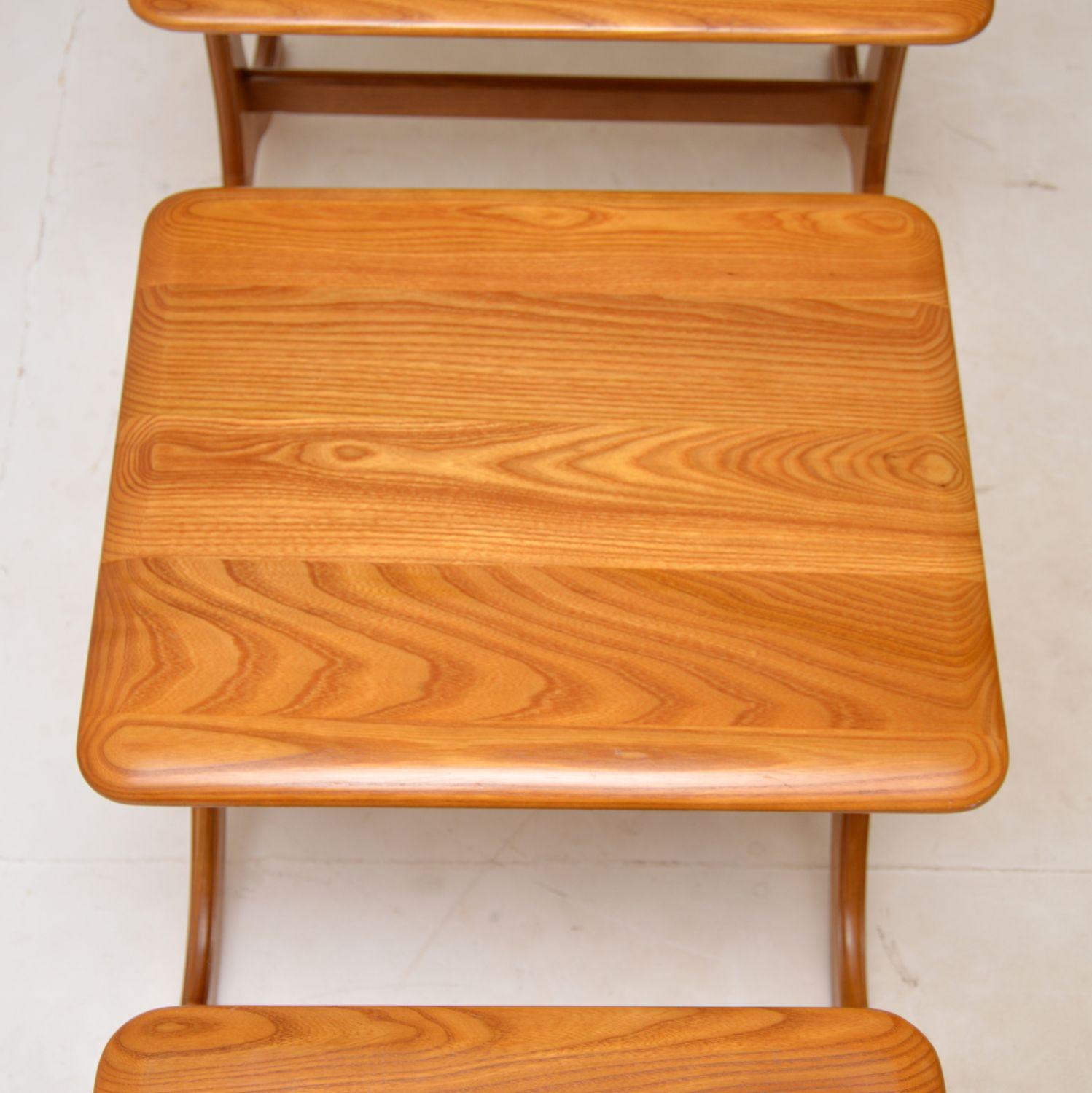 Vintage Solid Elm Nest of Tables, circa 1970s For Sale 1