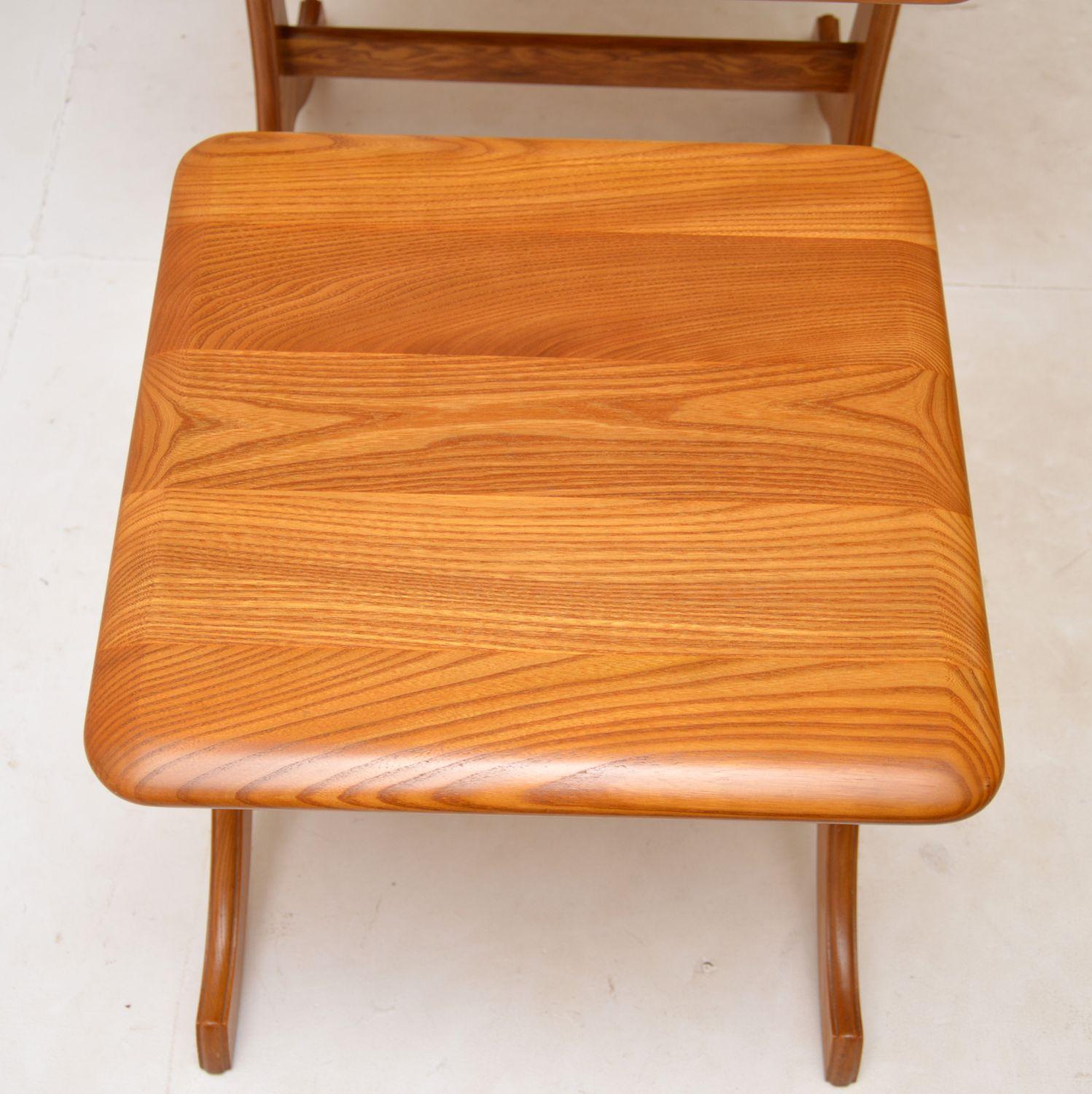 Vintage Solid Elm Nest of Tables, circa 1970s For Sale 2