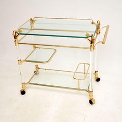 1970s Vintage Spanish Bar Cart in Lucite & Glass