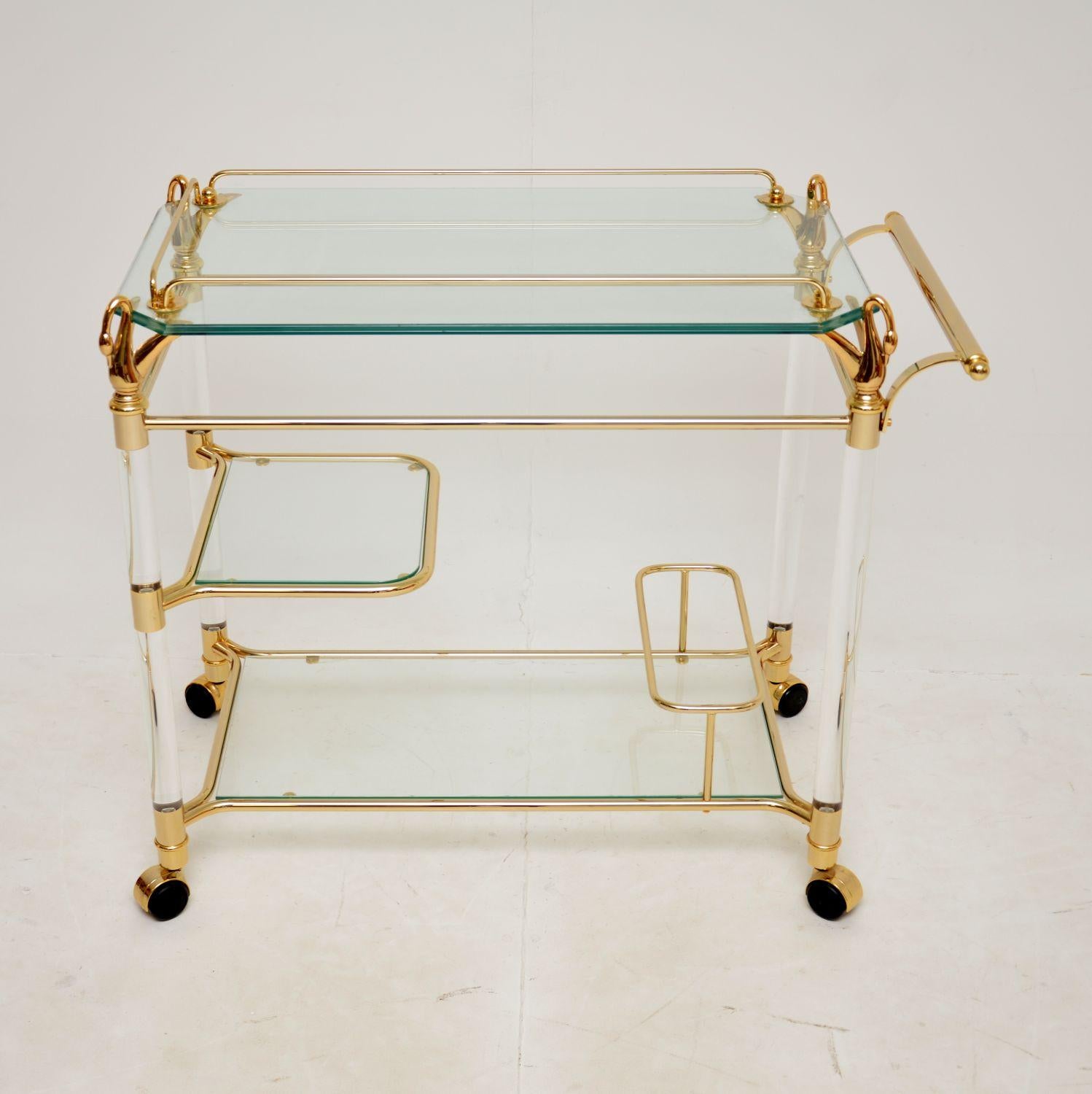 1970s Vintage Spanish Bar Cart in Lucite & Glass In Good Condition In London, GB