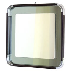 1970s italian Vintage Square chromed Mirror in space age style