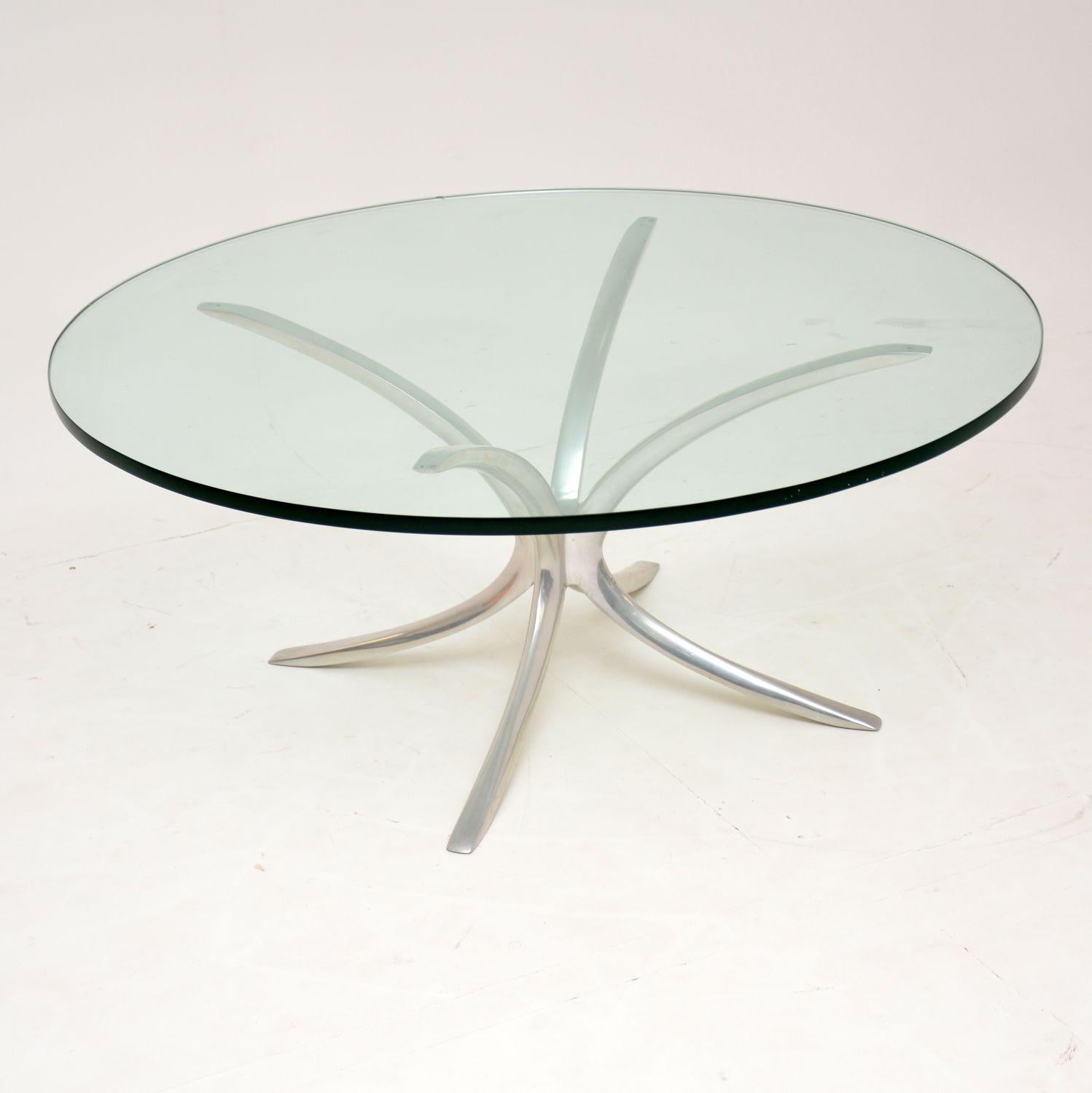 Mid-Century Modern 1970s Vintage Steel and Glass Coffee Table