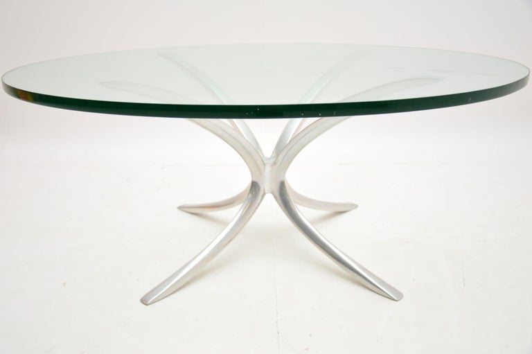 British 1970s Vintage Steel and Glass Coffee Table