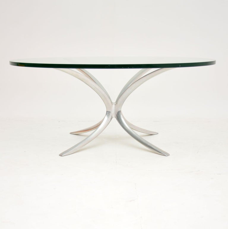 1970s Vintage Steel and Glass Coffee Table In Good Condition In London, GB