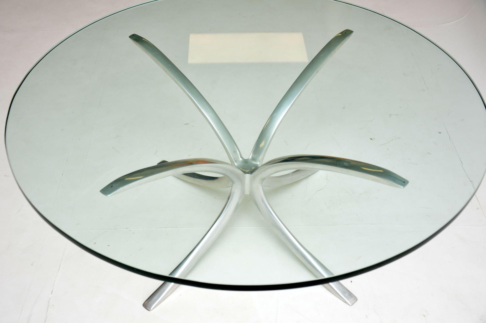 20th Century 1970s Vintage Steel and Glass Coffee Table