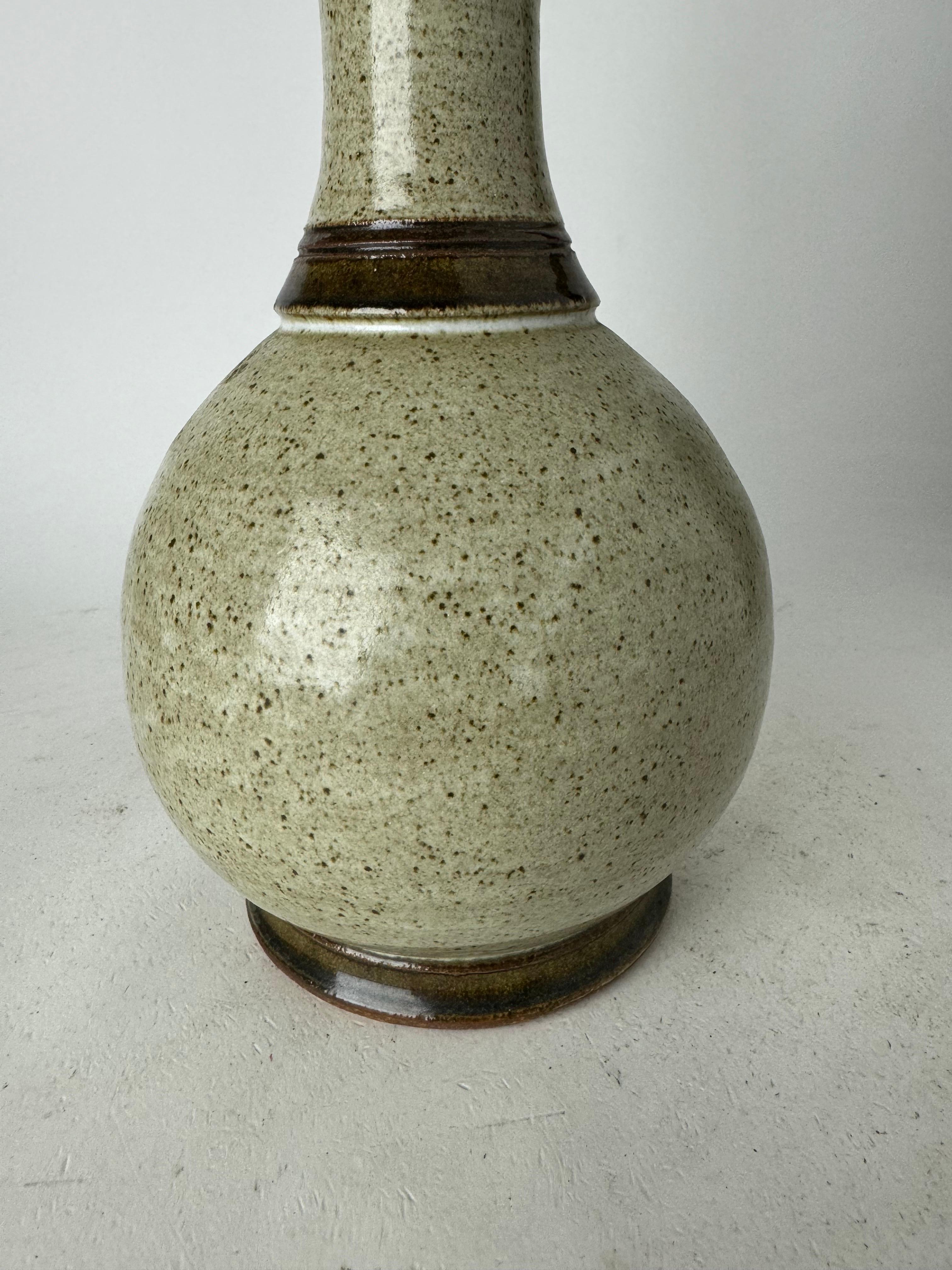 Folk Art 1970's Vintage Studio Pottery Stone Wear Bottle With Top For Sale