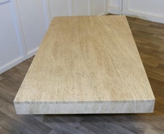 1970s Vintage Stylish Italian Travertine Stone Cube Coffee Table