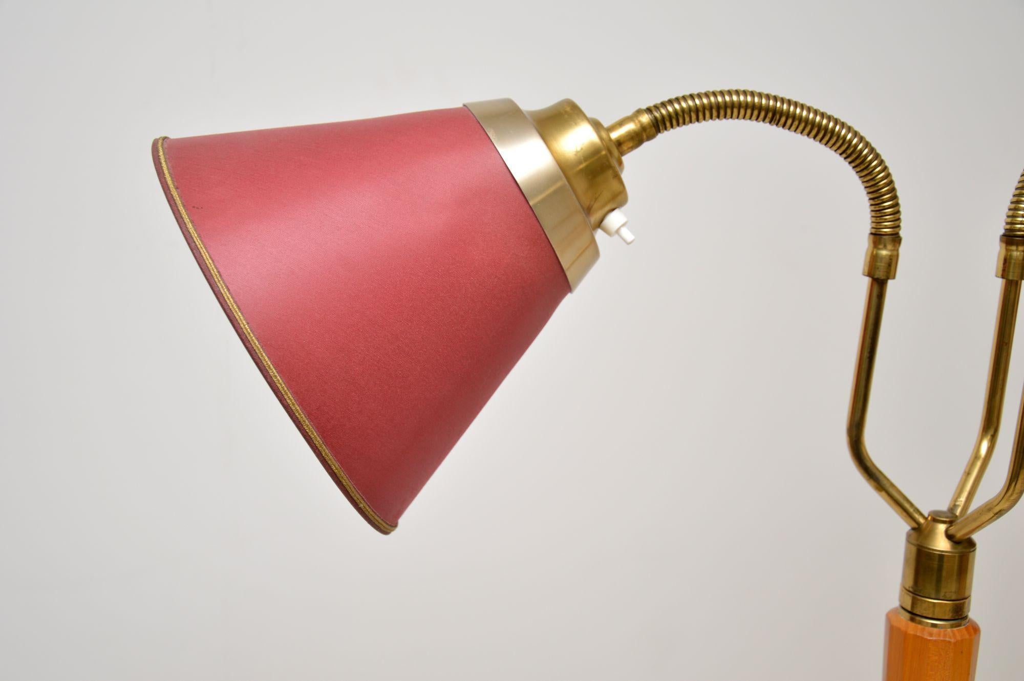 Late 20th Century 1970s Vintage Swedish Brass Floor Lamp