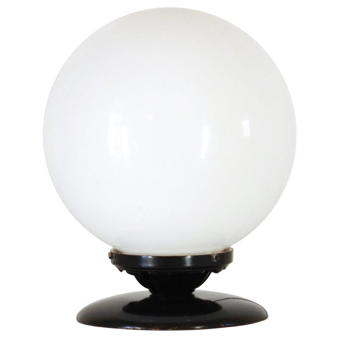 1970s Vintage White and Black Round Table Lamp
