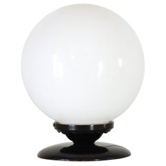 1970s Retro White and Black Round Table Lamp