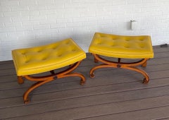 1970s Vintage Tomlinson Leather Stools/Ottomans, a Pair