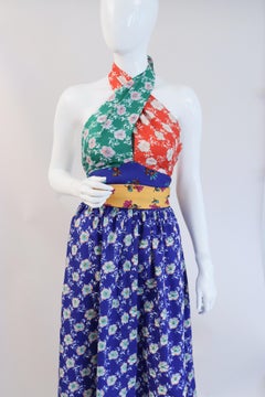 1970's Vintage Tri Color Floral Dress