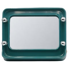 1970 Vintage Turquoise Wall Mirror in Moulded Plastic with Built-In Lights (Miroir mural en plastique moulé turquoise avec lumières intégrées)