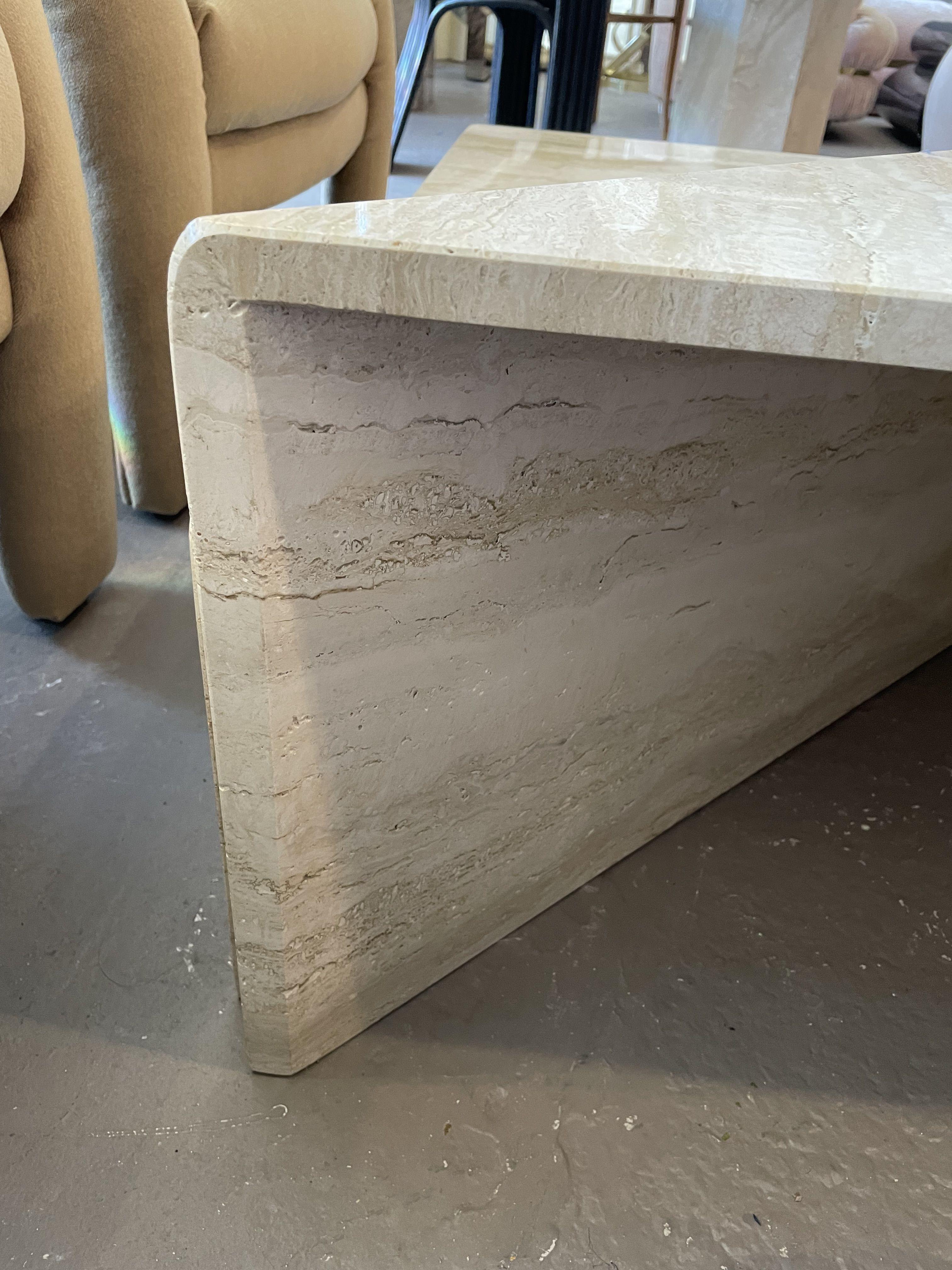 1970s Vintage Up and Up Italian Travertine Coffee Table 5