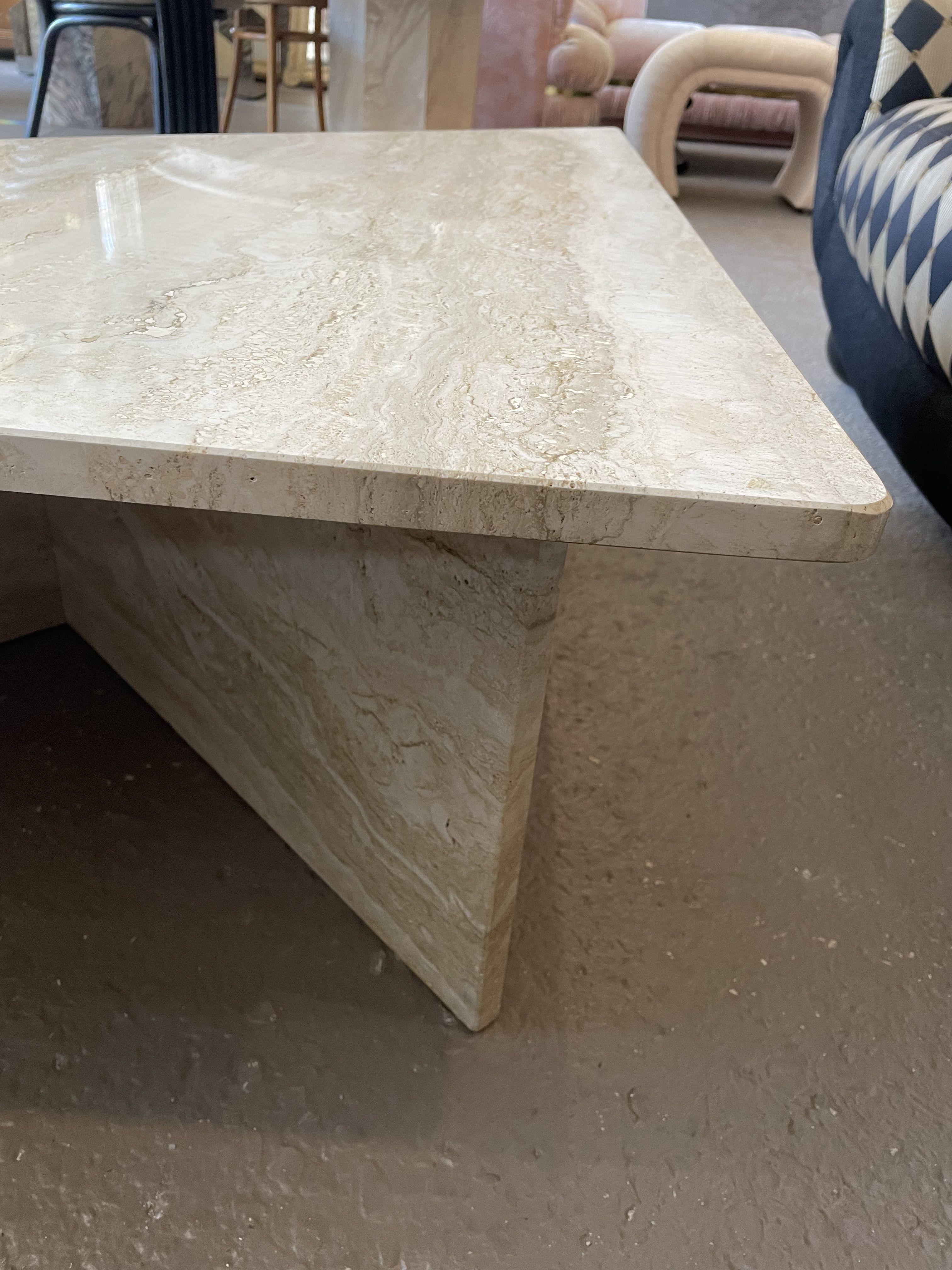 1970s Vintage Up and Up Italian Travertine Coffee Table 6