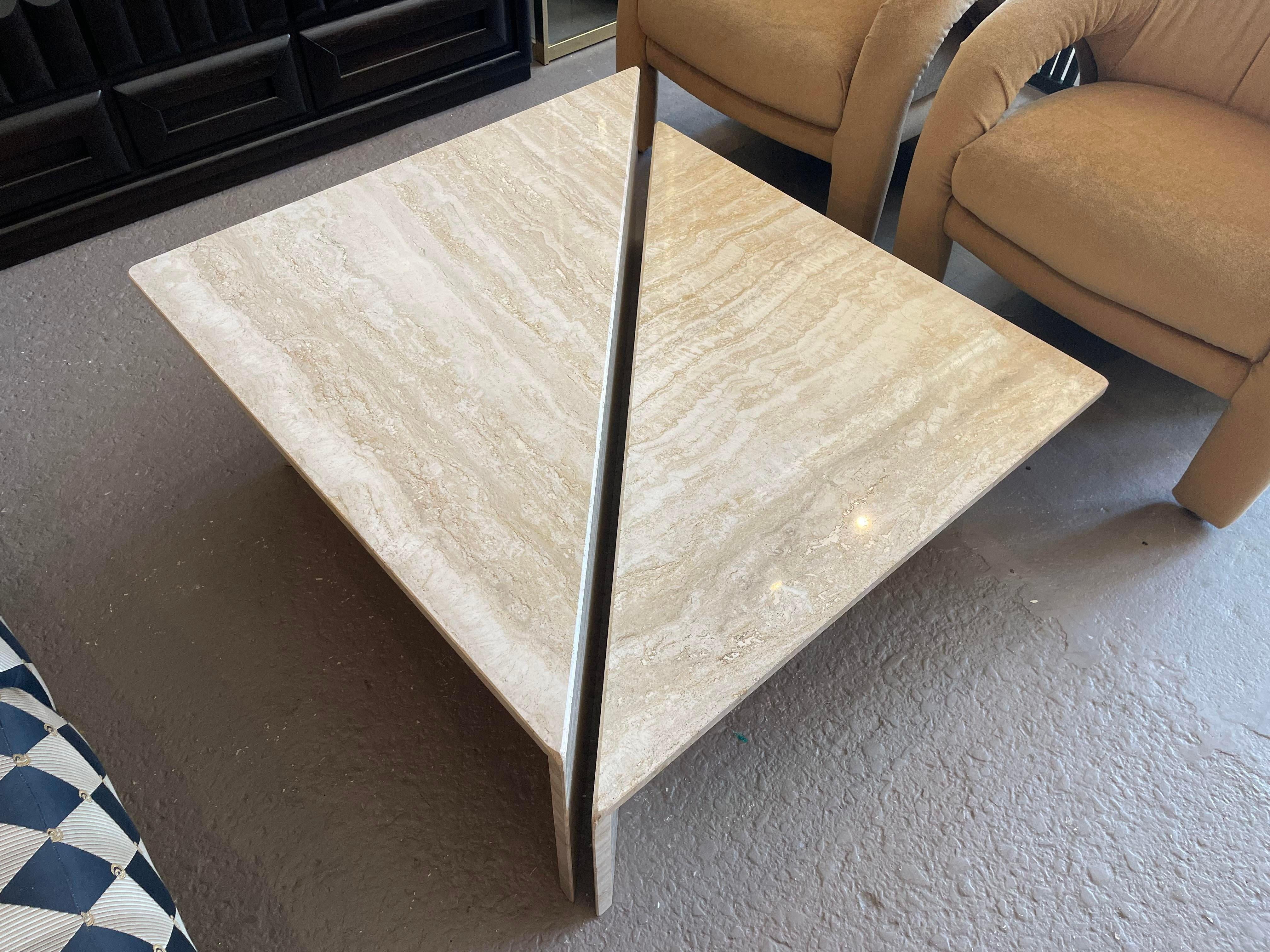 1970s Vintage Up and Up Italian Travertine Coffee Table In Excellent Condition In Chicago, IL