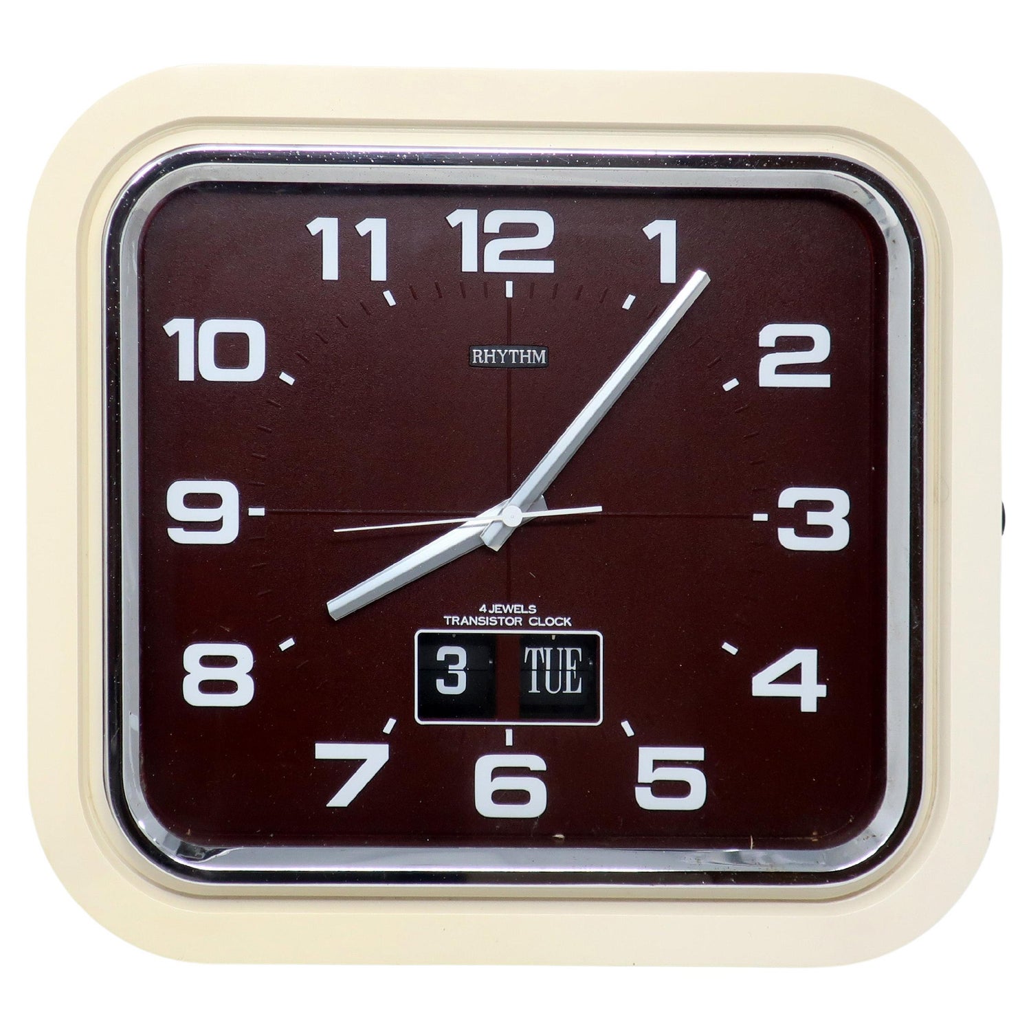 1970s Vintage Wall Clock with Day Date Function by Rhythm at 1stDibs |  rhythm transistor clock
