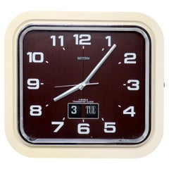 1970s Vintage Wall Clock with Day Date Function by Rhythm