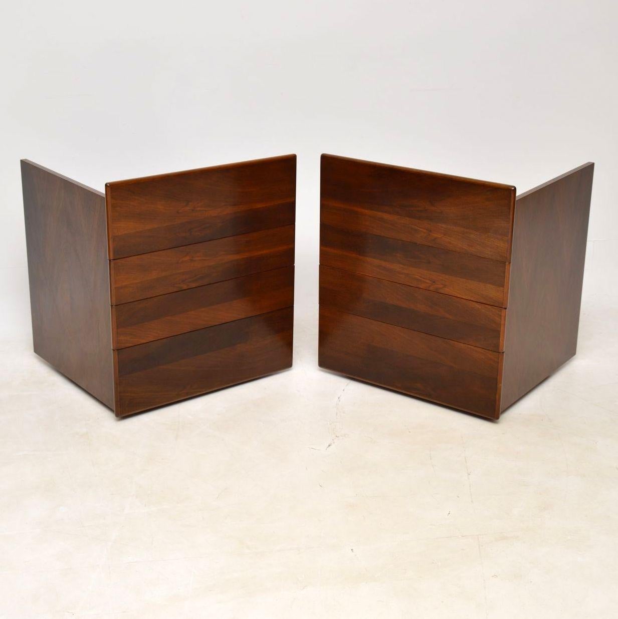 1970s Vintage Walnut and Chrome Dressing Table and Chests 11