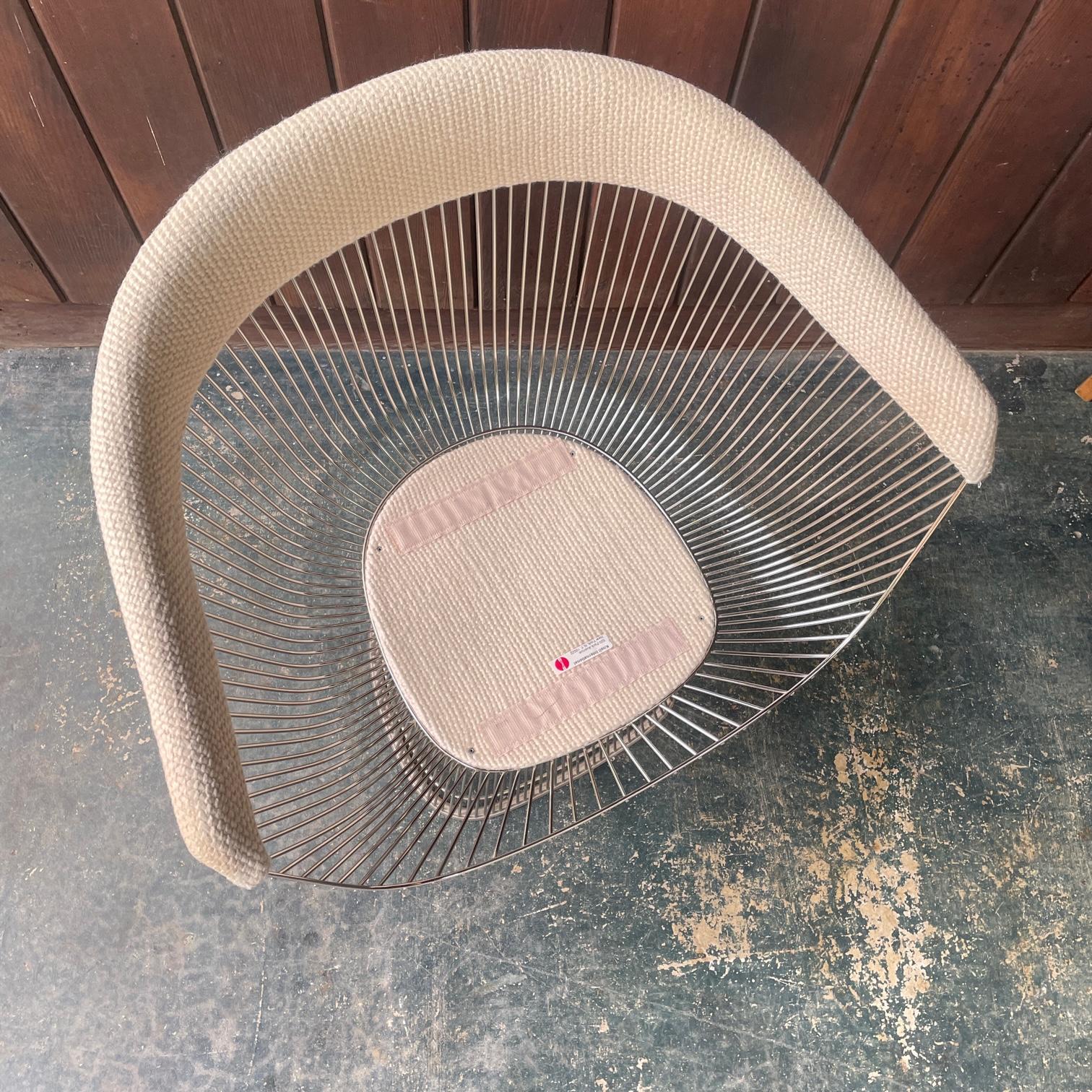 Late 20th Century 1970s Vintage Warren Platner Occasional Chair Knoll Beige Knobby Wool For Sale