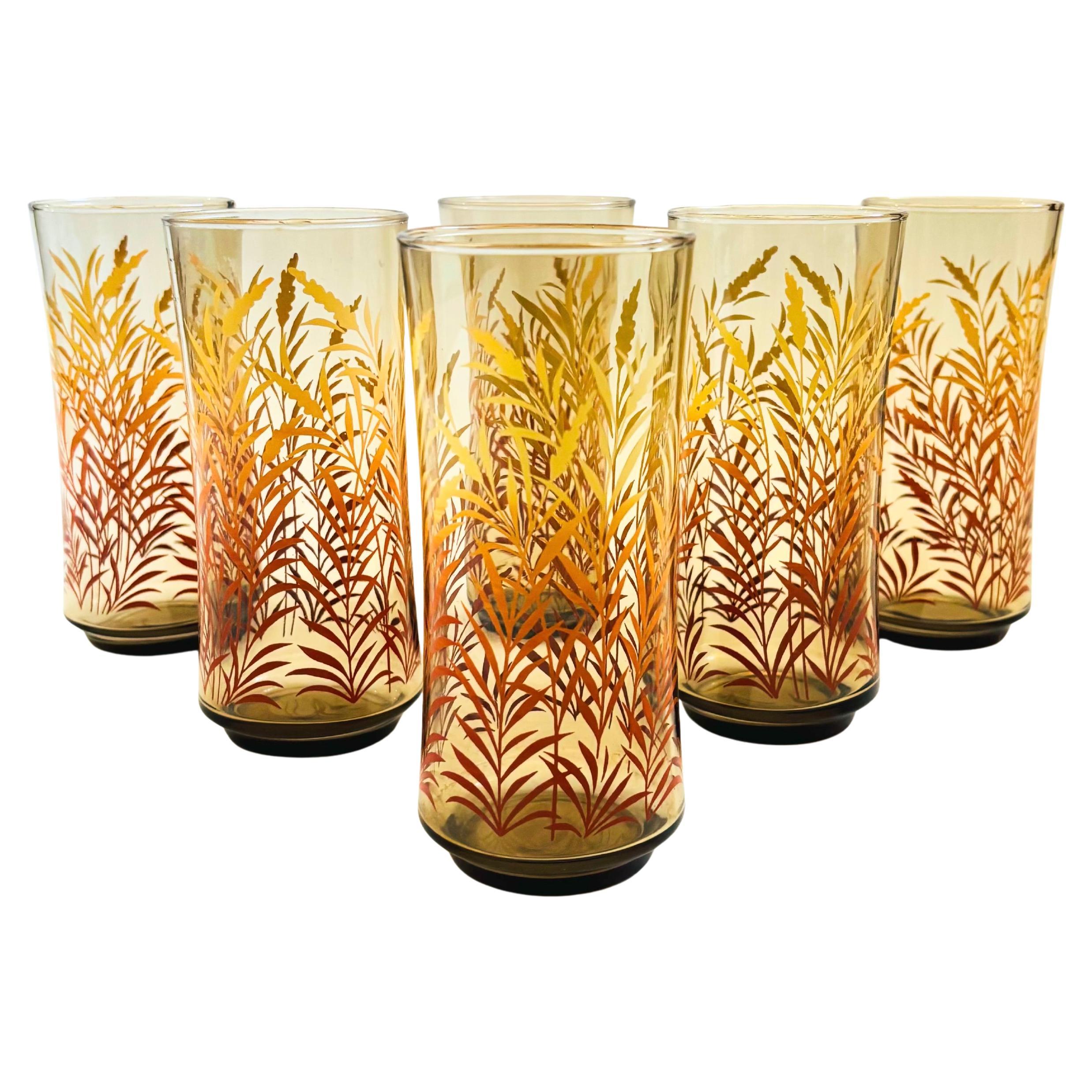 1970s Vintage Wheat Tumblers - Set of 6