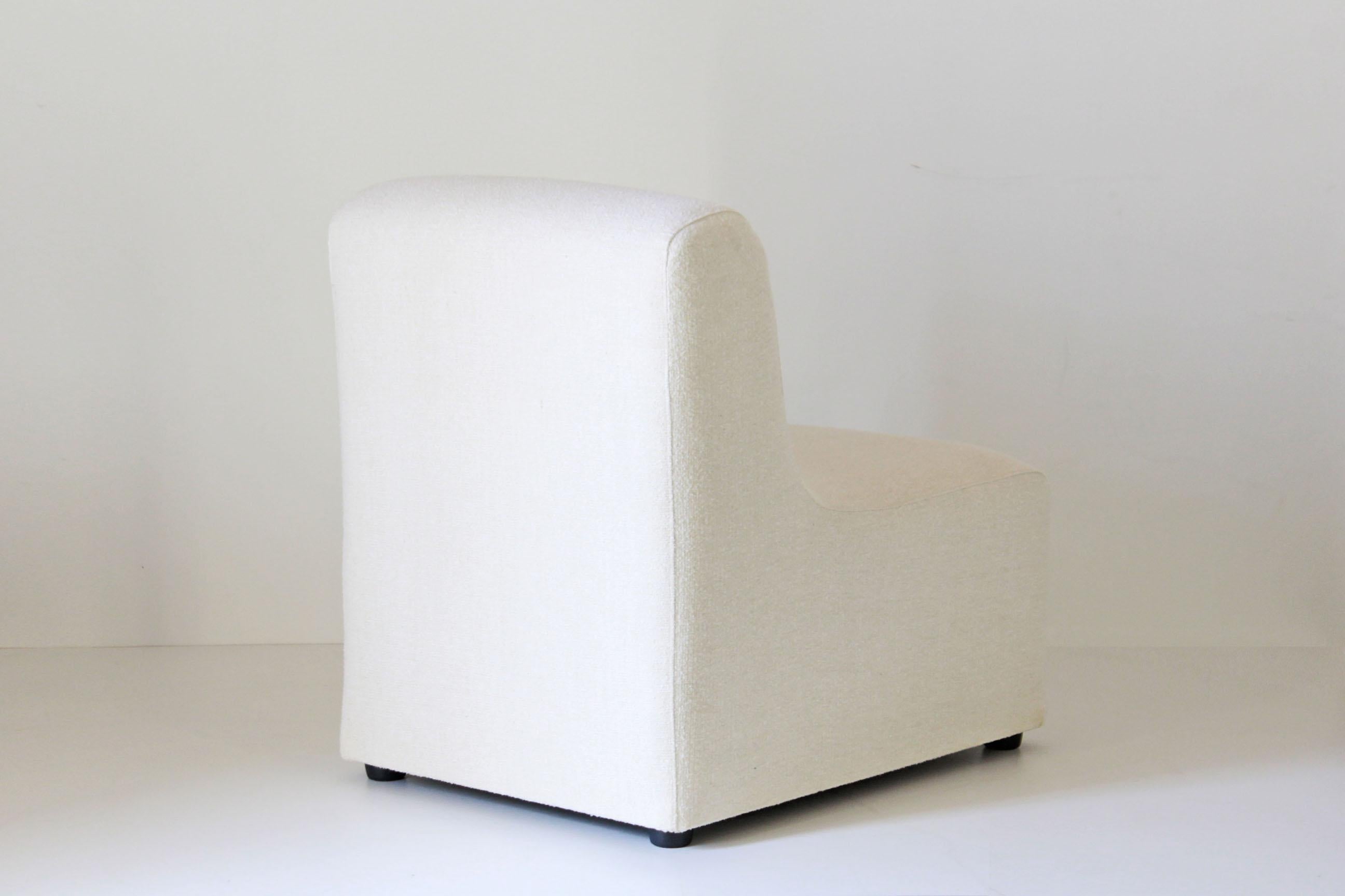 1970s Vintage White Fabric Armchair 1