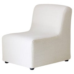 1970s Vintage White Fabric Armchair