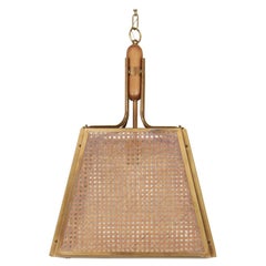 1970s Vintage Wicker and Goldenrod Structure Chandelier