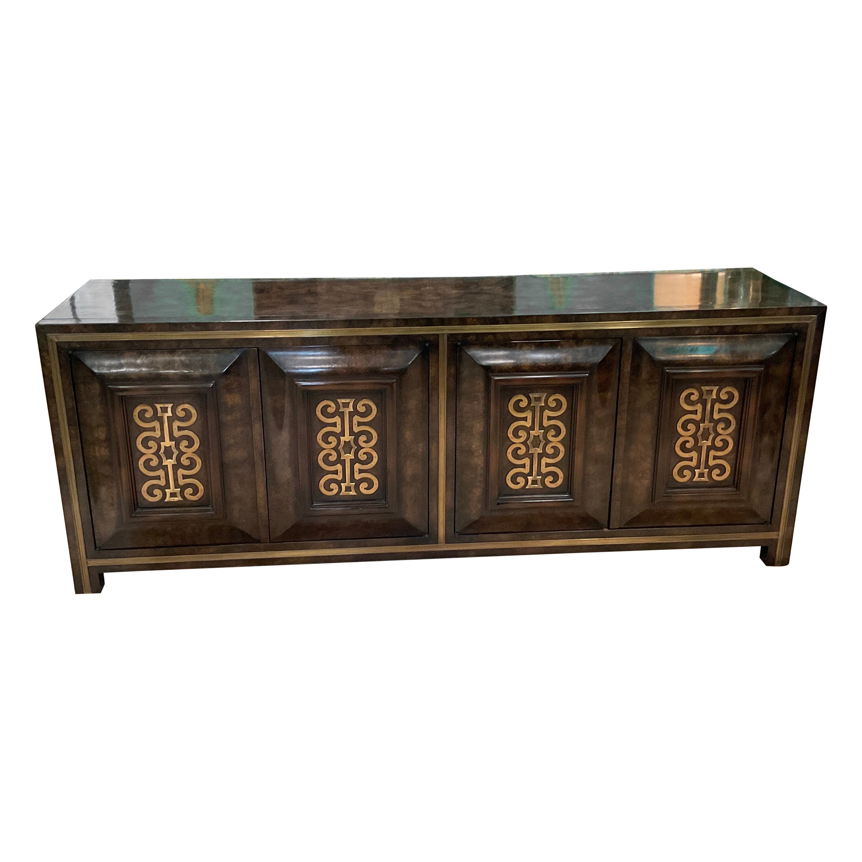 Credenza Mastercraft anni '70 in Woods Williams e Ottone