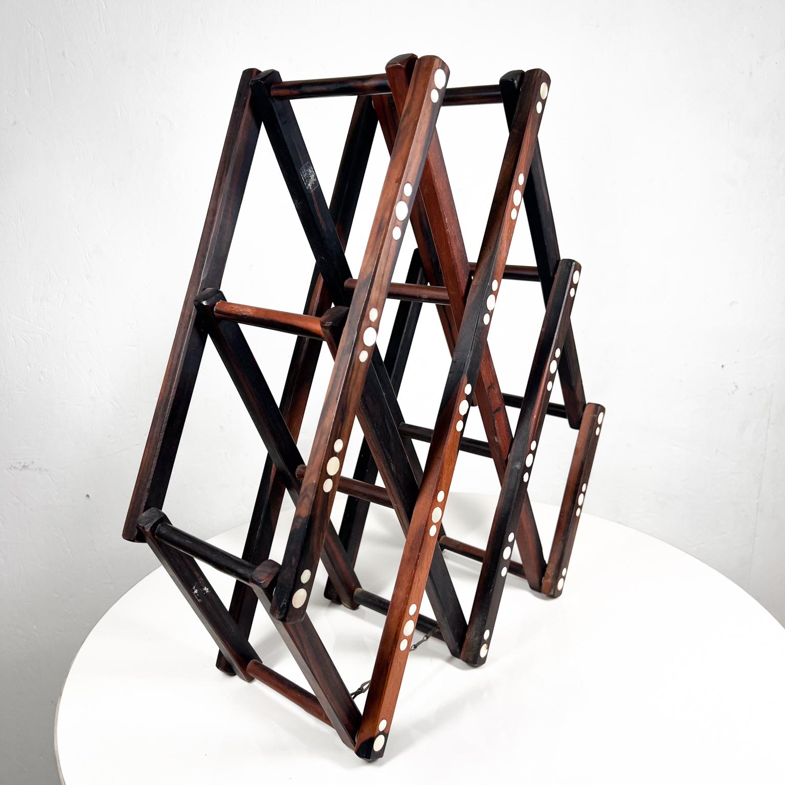 20th Century 1970s Vintage Wine Rack Collapsible in Rosewood and Abalone For Sale