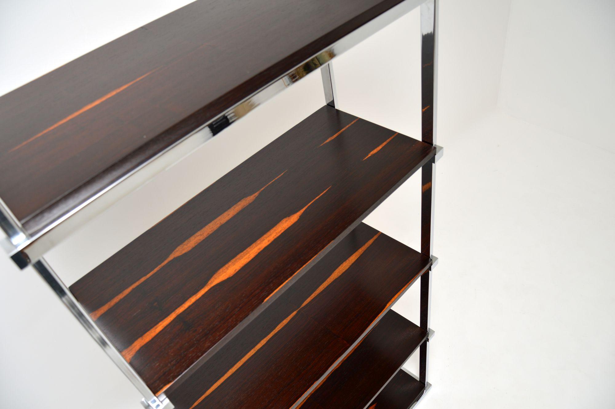 Mid-Century Modern 1970's Vintage Wood & Chrome Bookcase by Pieff