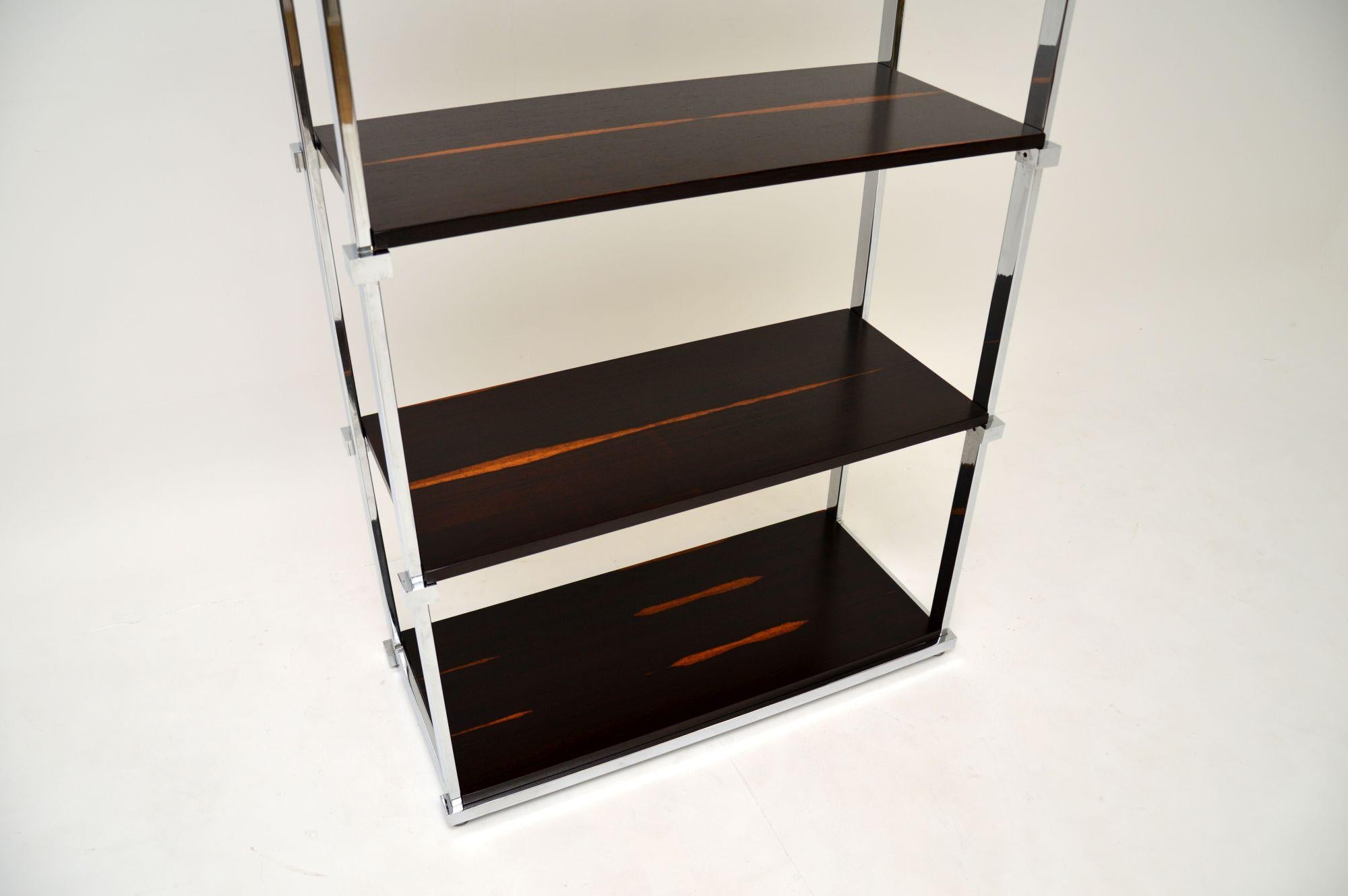 English 1970's Vintage Wood & Chrome Bookcase by Pieff