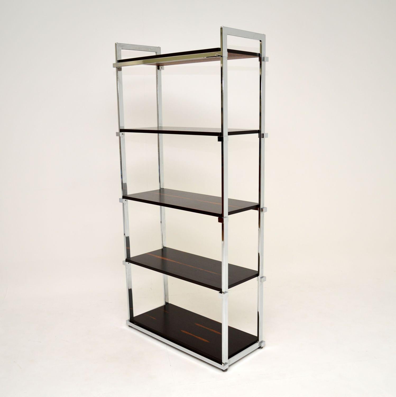 1970's Vintage Wood & Chrome Bookcase by Pieff In Good Condition In London, GB