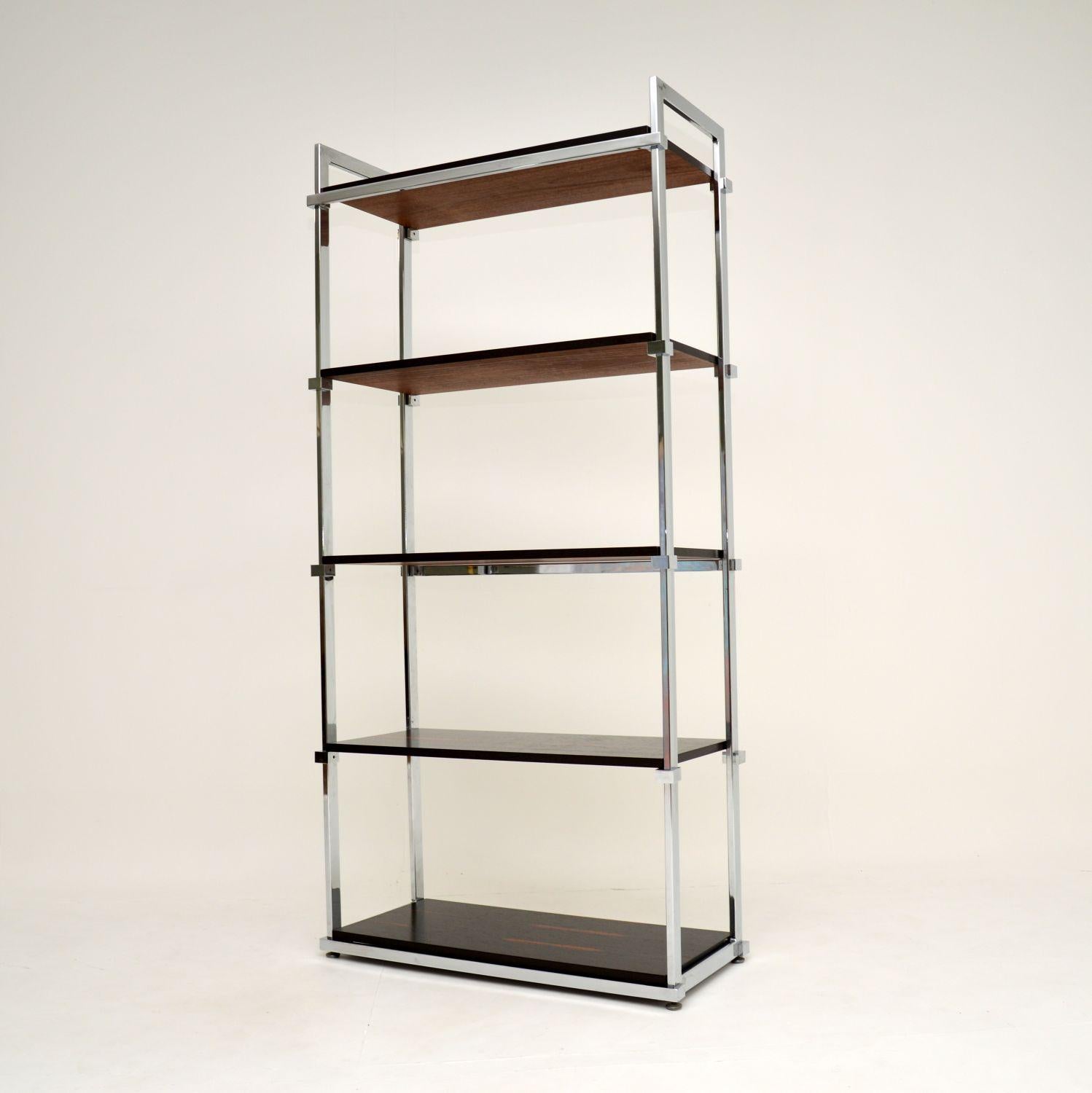 20th Century 1970's Vintage Wood & Chrome Bookcase by Pieff