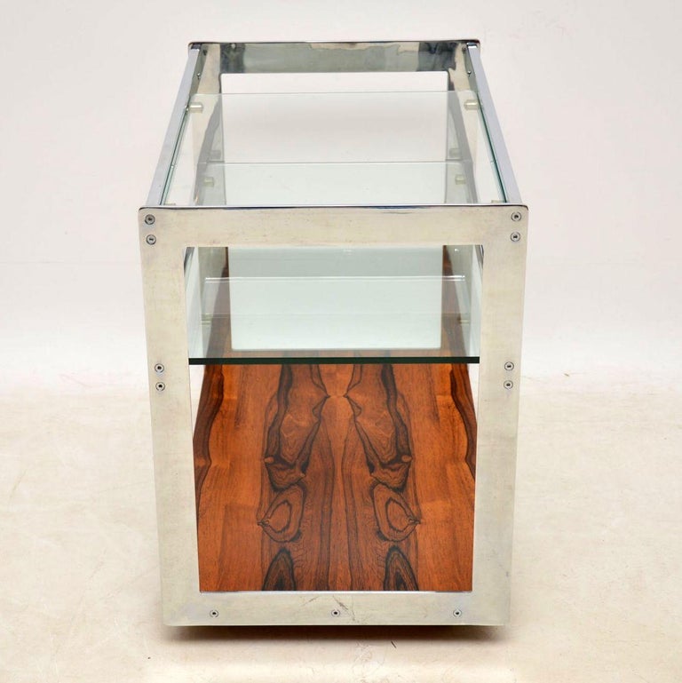 1970s Vintage Wood and Chrome Drinks Trolley by Merrow Associates at ...