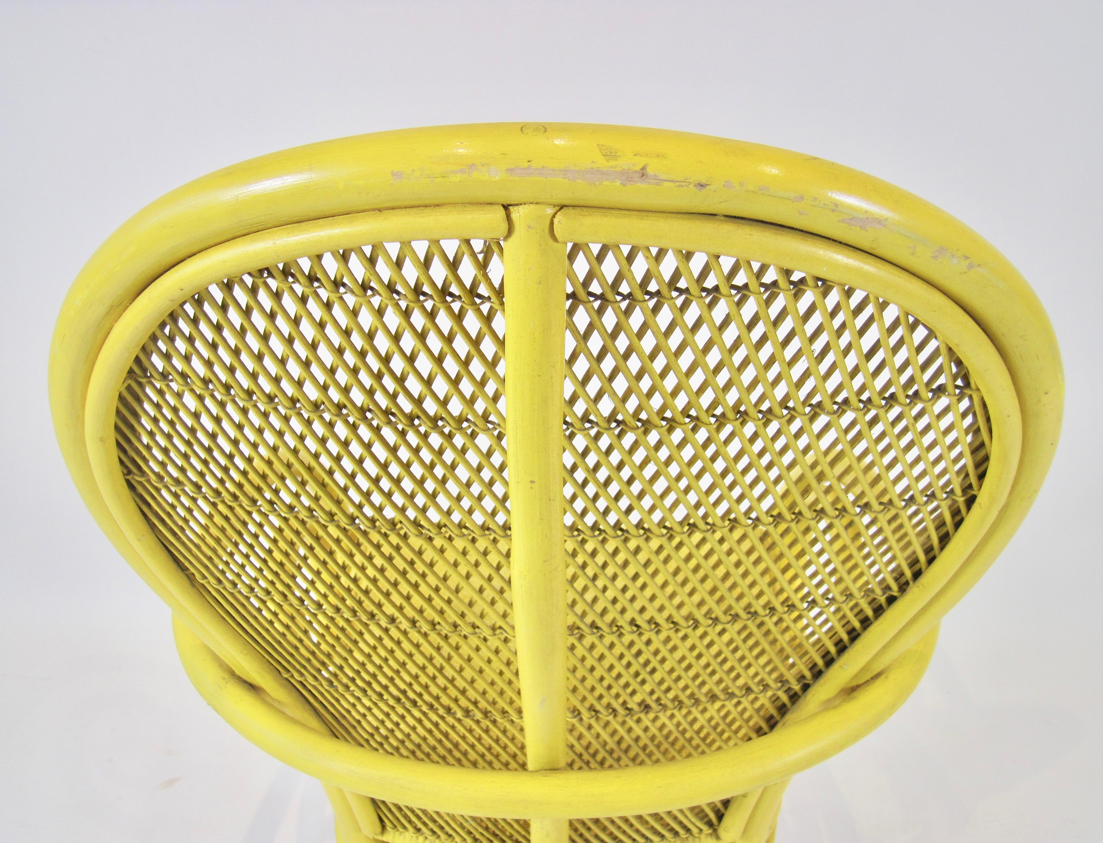 1970s Vintage Yellow Rattan Balloon Chair For Sale 4