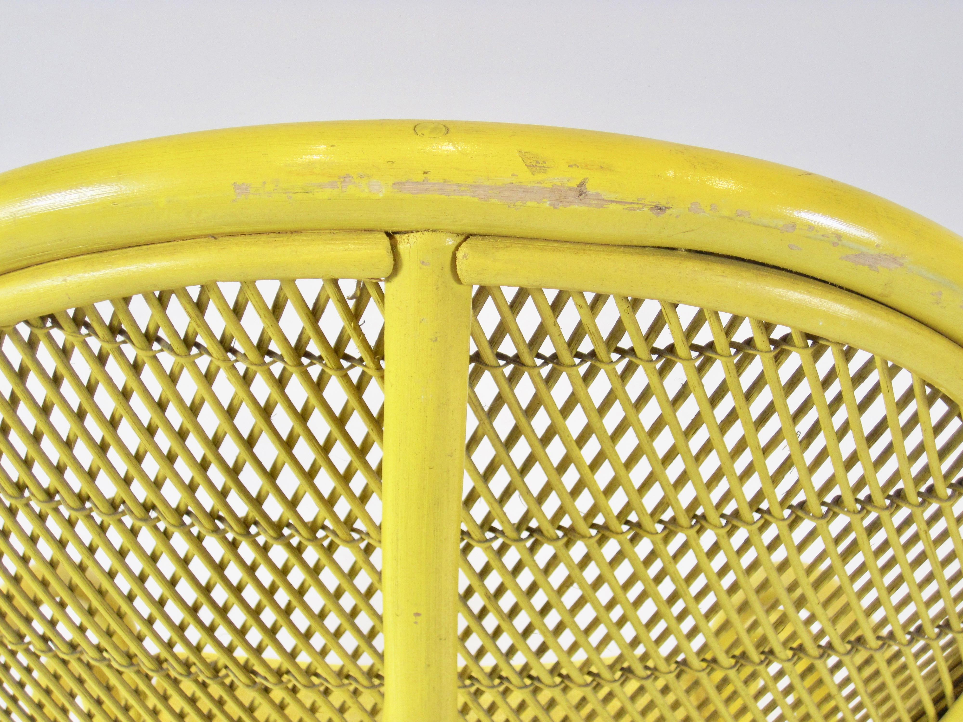 1970s Vintage Yellow Rattan Balloon Chair For Sale 5