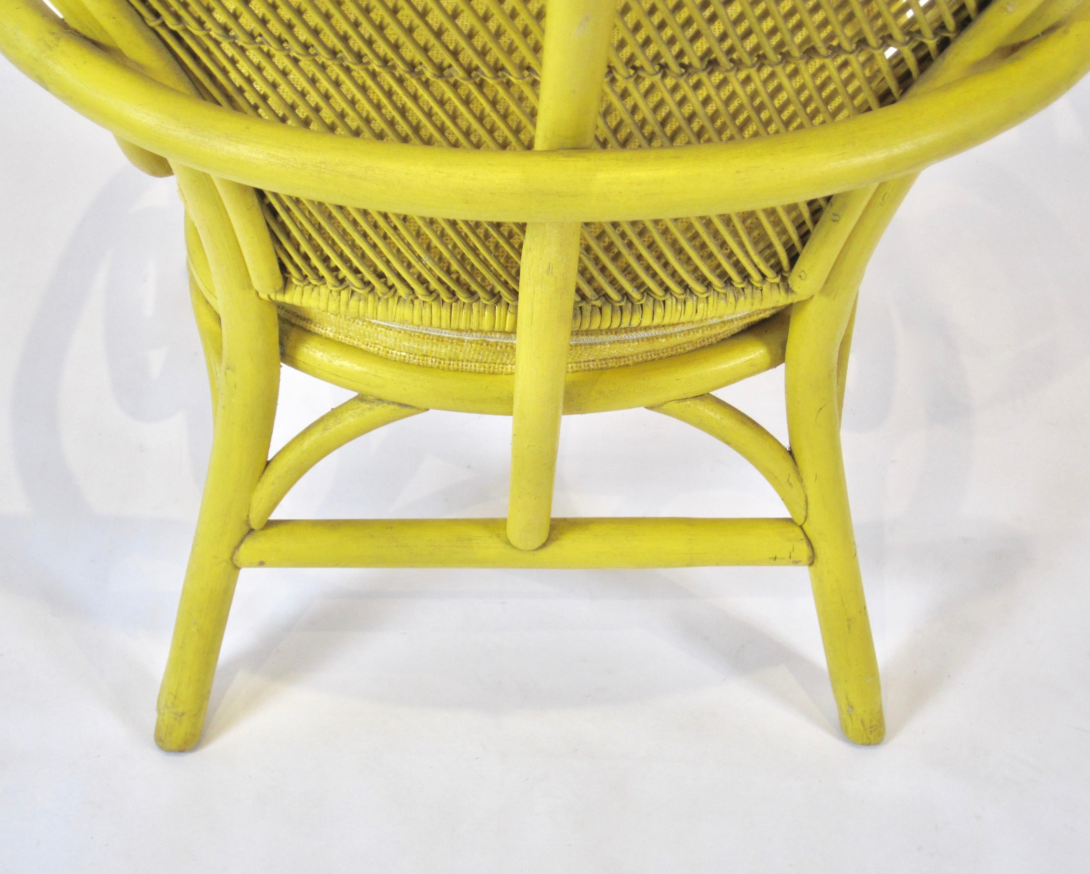 1970s Vintage Yellow Rattan Balloon Chair For Sale 6
