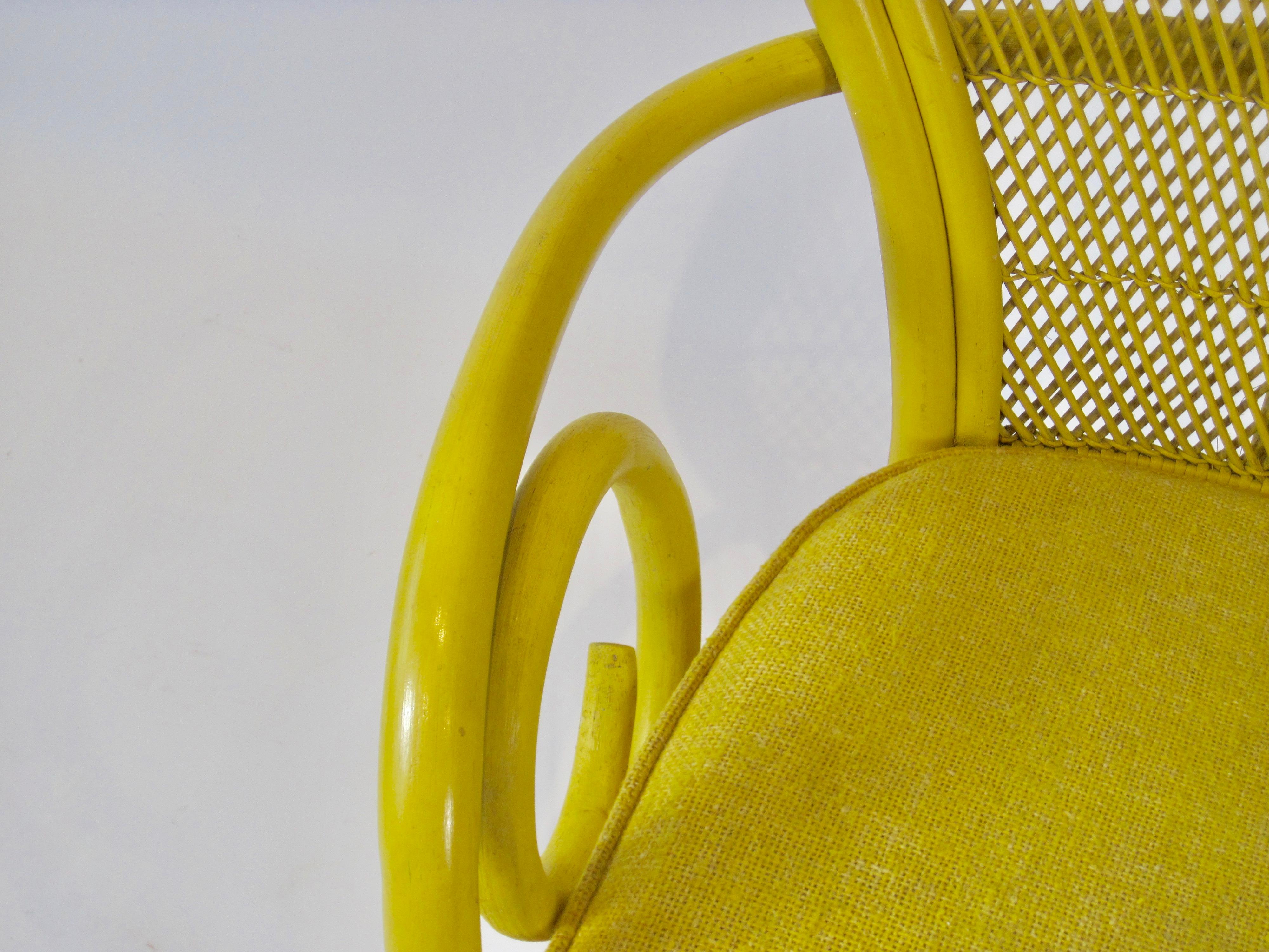 1970s Vintage Yellow Rattan Balloon Chair For Sale 1